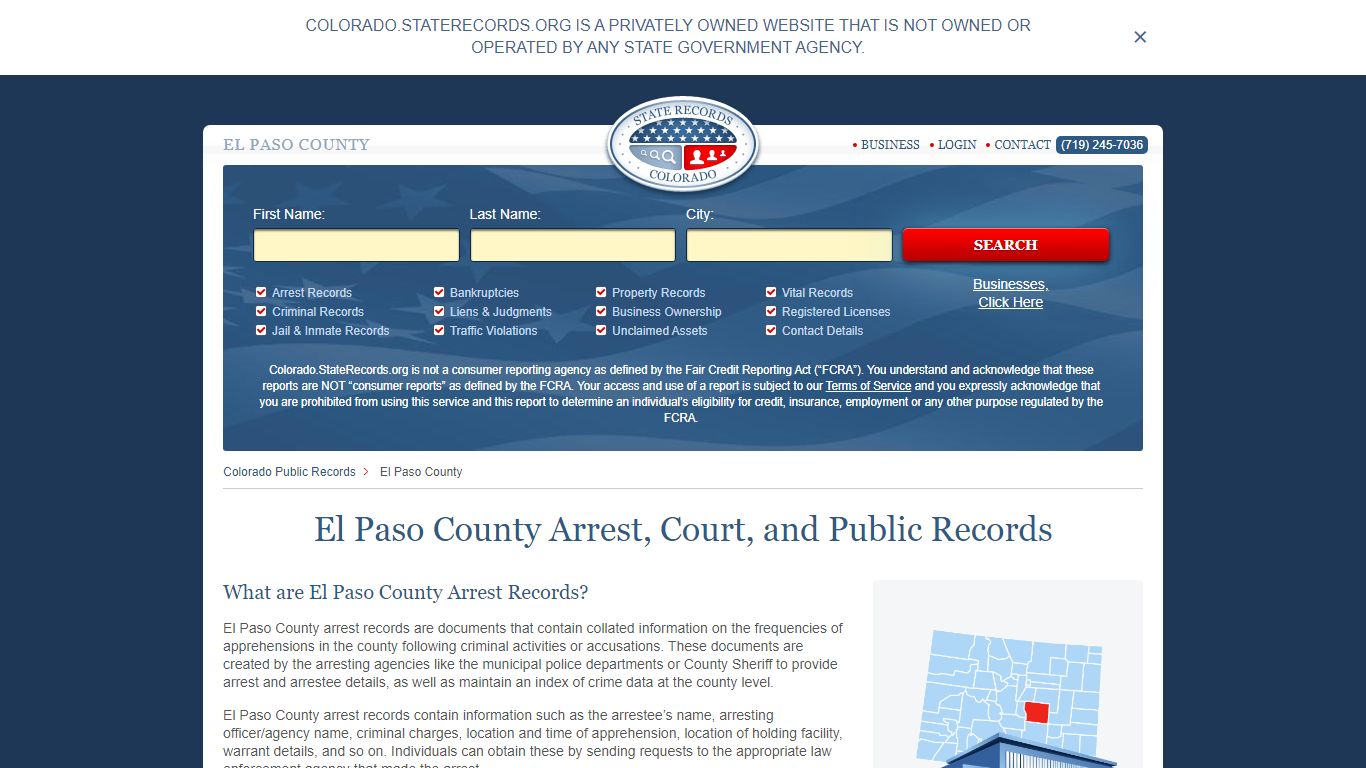 El Paso County Arrest, Court, and Public Records