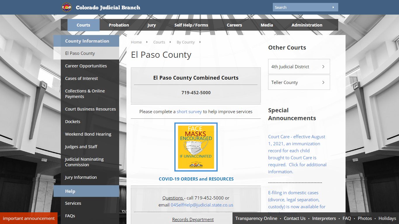 Colorado Judicial Branch - El Paso County - Homepage