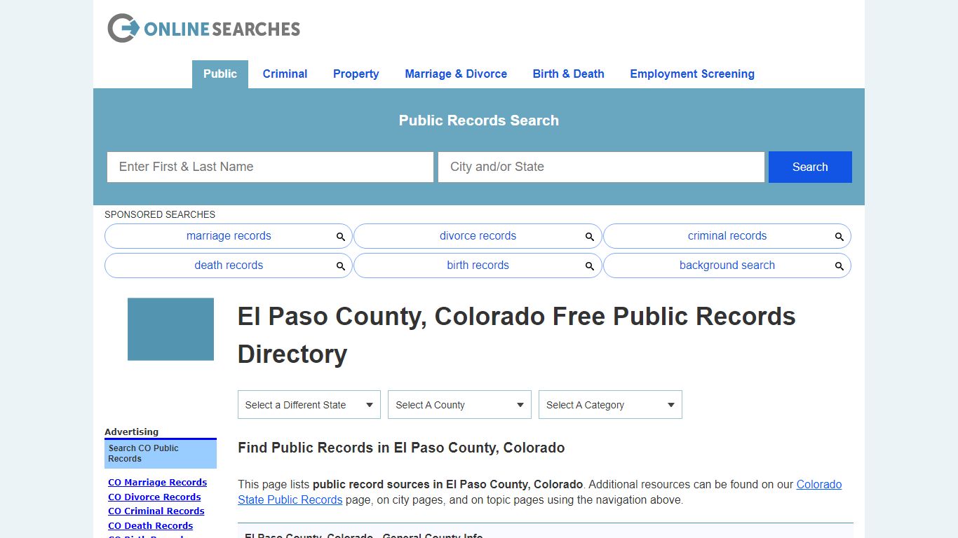 El Paso County, Colorado Public Records Directory